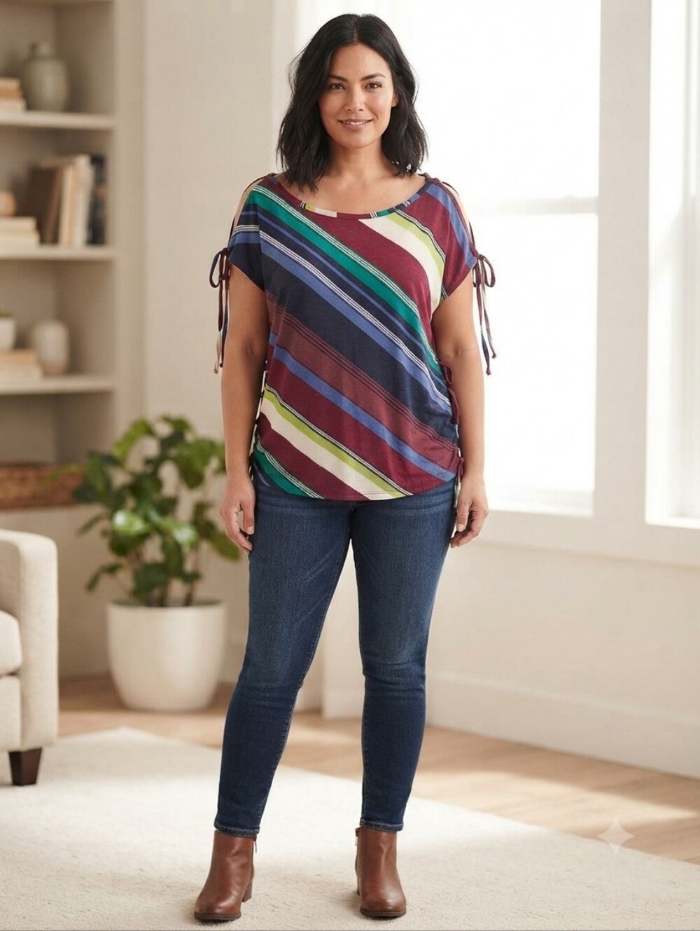 Pilcro and the Letterpress Anthropologie Large Striped Boatneck Top